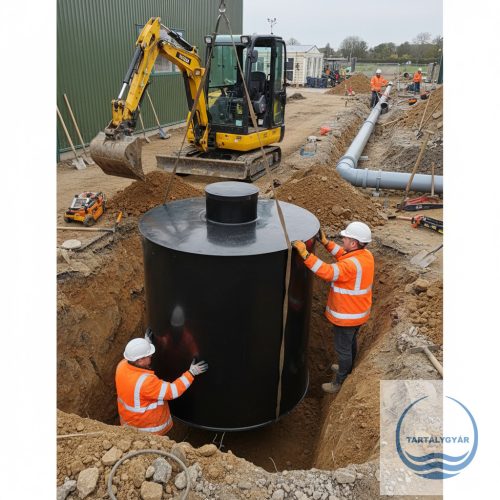 3.0. <> 3 m3-es PE. BASIC műanyag szennyvízgyűjtő tartály, lépésálló tetővel, gumicsatlakozóval;