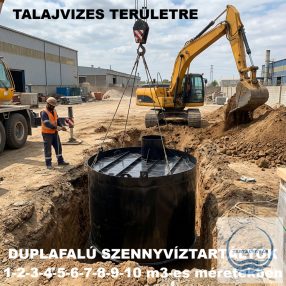   4.2 <> 3 m3-es állóhengeres, DUPLAFALÚ PE. műanyag szennyvíztartály talajvizes területre;