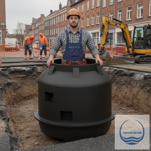 3. DN 1000/1300 műanyag vízóraakna - erősített- lépésálló tetővel, 2 db gumicsatlakozóval;